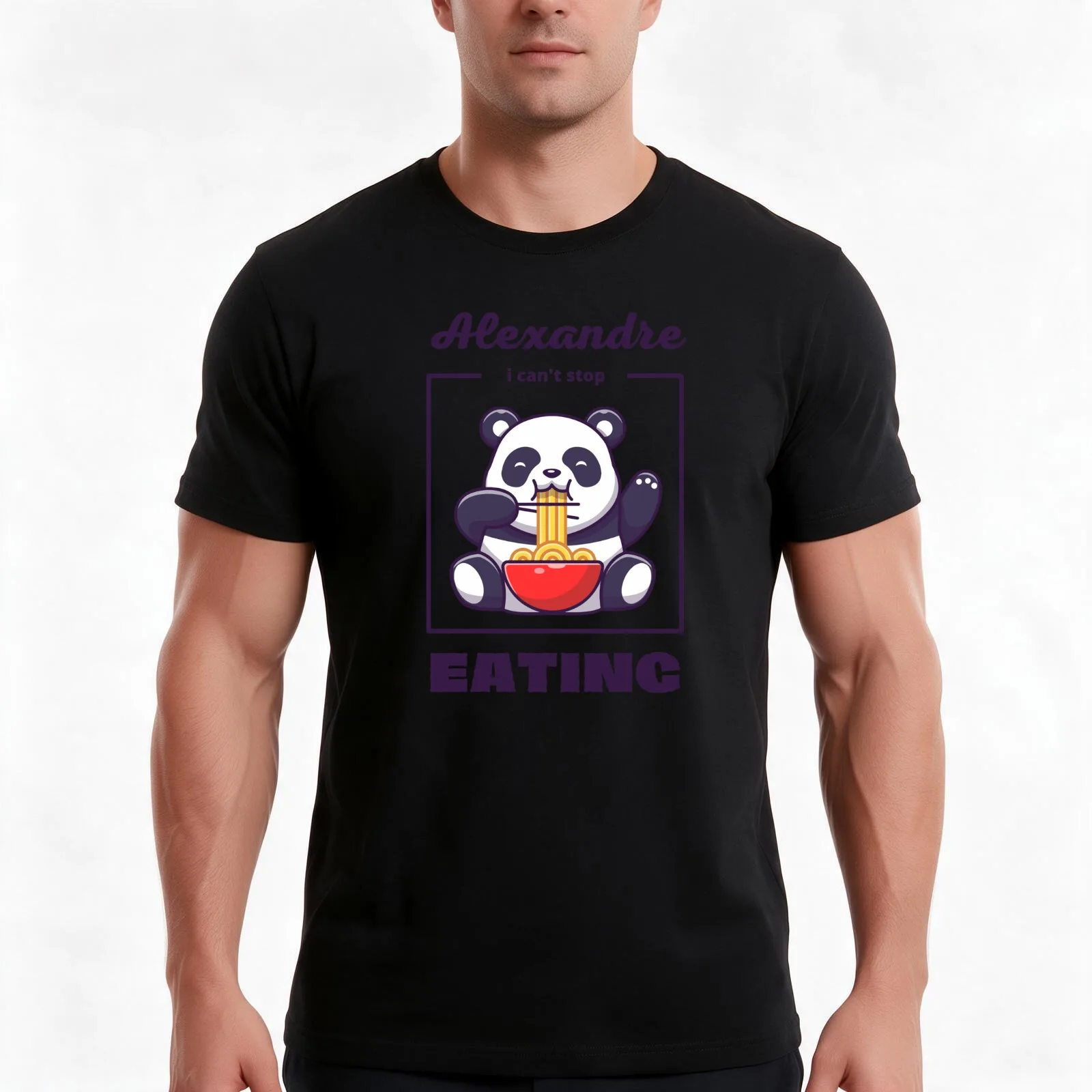 Alexandre I can't stop eating T-Shirt, Summer Casual Cotton Tee, Oversized Streetwear Tops, Vintage Graphic Print, 100% Cotton