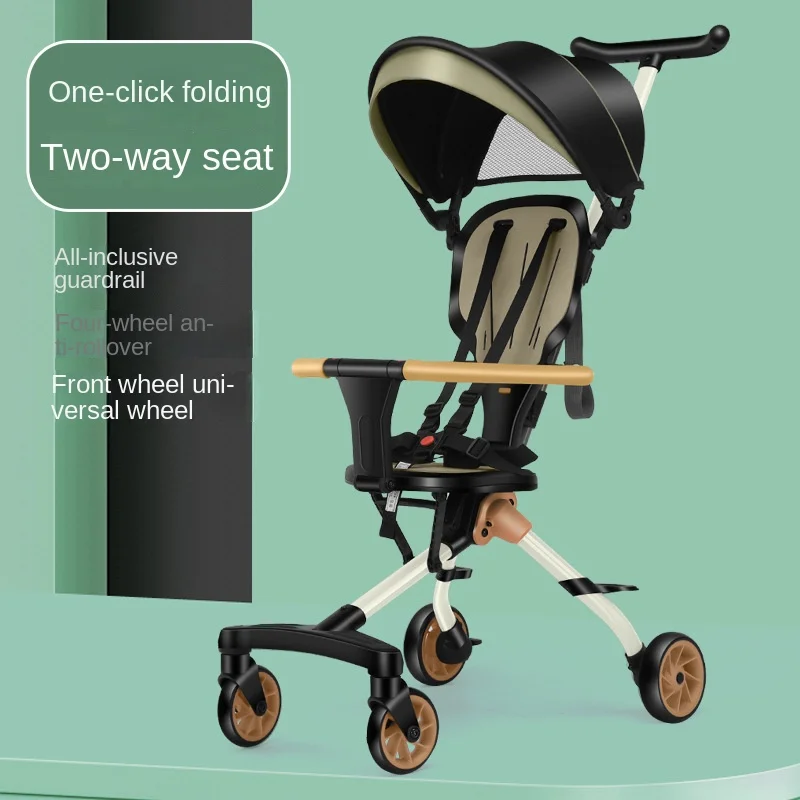 Stroller Shock Absorption Four-wheeled Sunscreen Two-way Folding High Landscape 3 in 1 Easy To Carry Easy Newborn Stroller