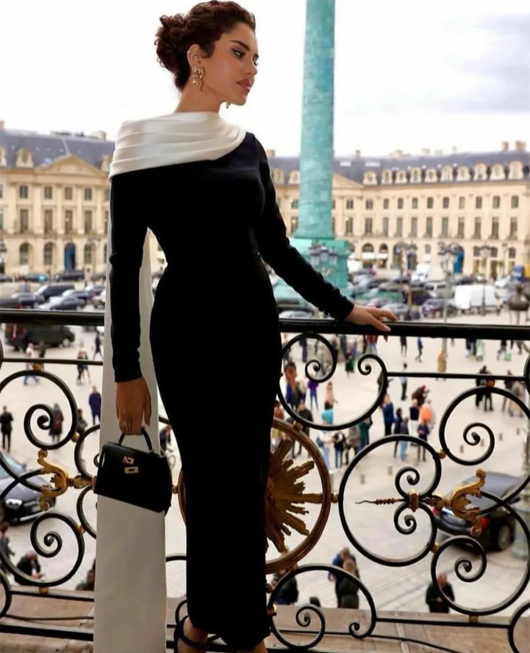 

Fairytale Elegant Long Black Crepe Evening Dress With Ribbon Sheath Satin Floor Length Robe De Mariée Party Gown For Women