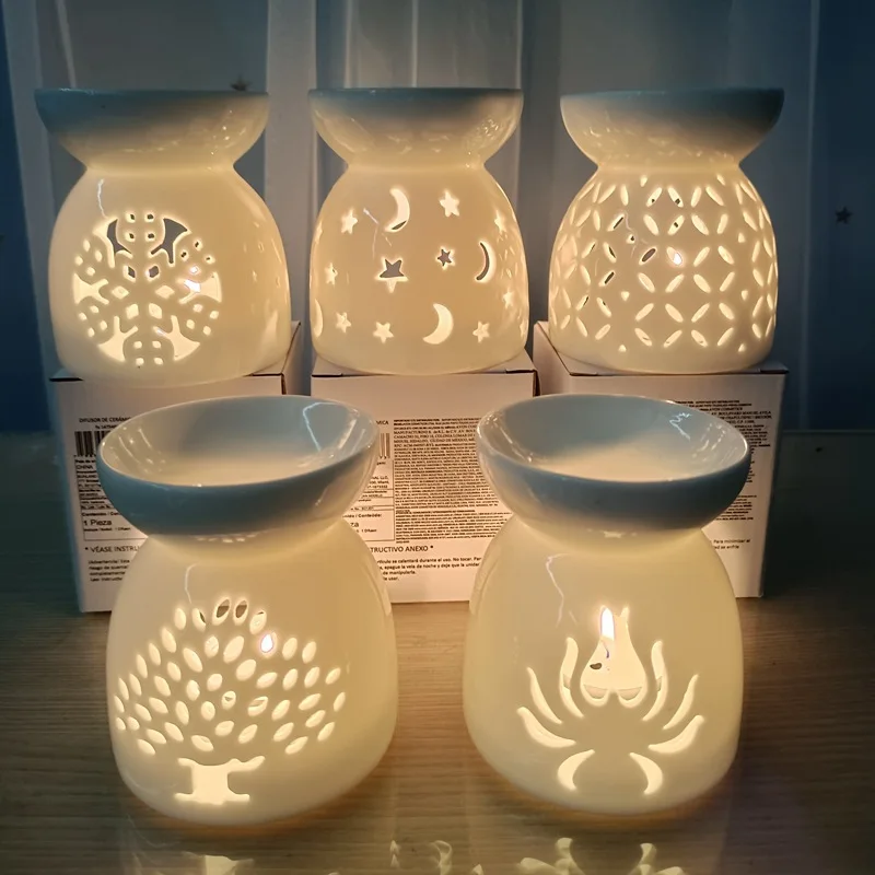 Household Ceramic Holder Aromatherapy Stove Incense Burner Wax Melt Candle Holder Fragrance Diffuser Living Room Home Decoration