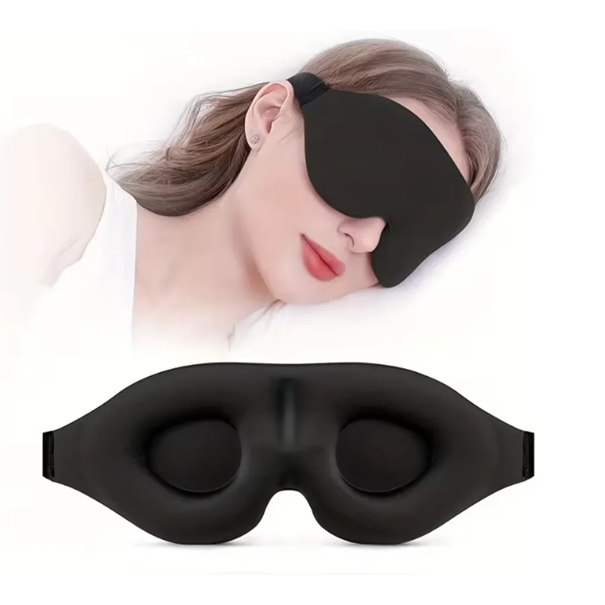 Sleep Mask for Women Men Comfortable Blockout Soft 3D Padded Eye Mask for Sleeping Side Sleeper Friendly Black