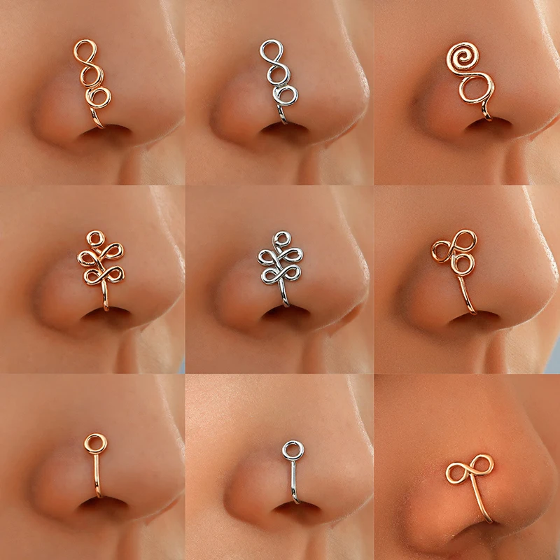 Fashion Metal Geometry Non Perforated Nose Ring AndNose Clip Earring For Women Body Jewelry Accessories Fashion Accessories