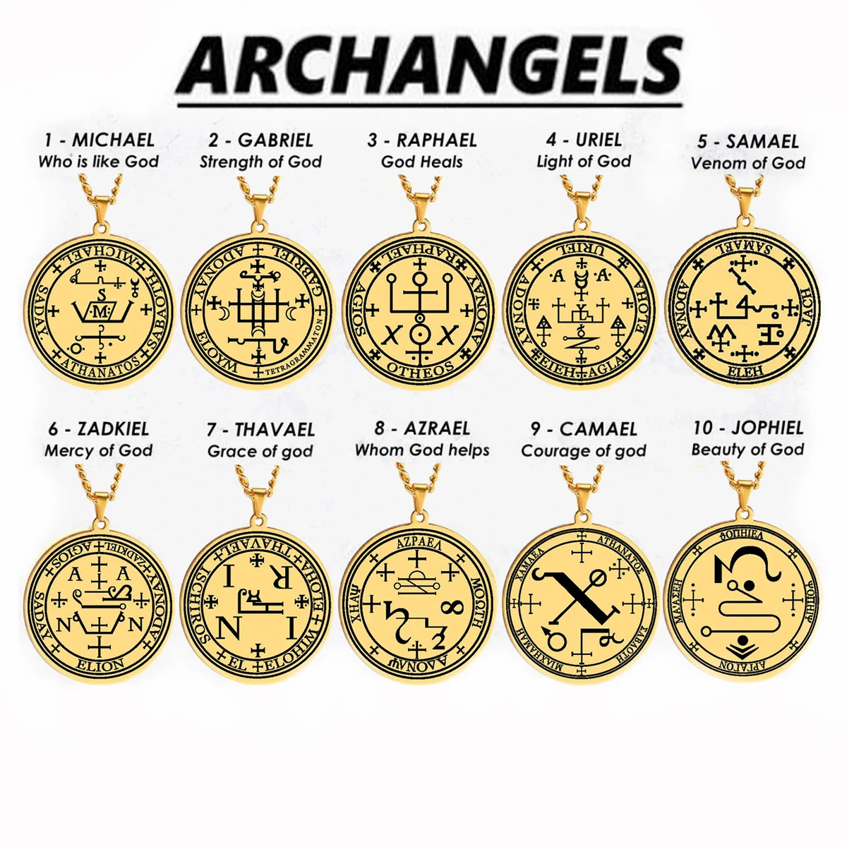 Archangel Майкл Габриэль Рафаэль Уриэль самаль зедкиль амулет-талисман Sigil из ангельской нержавеющей стали кулон ожерелье