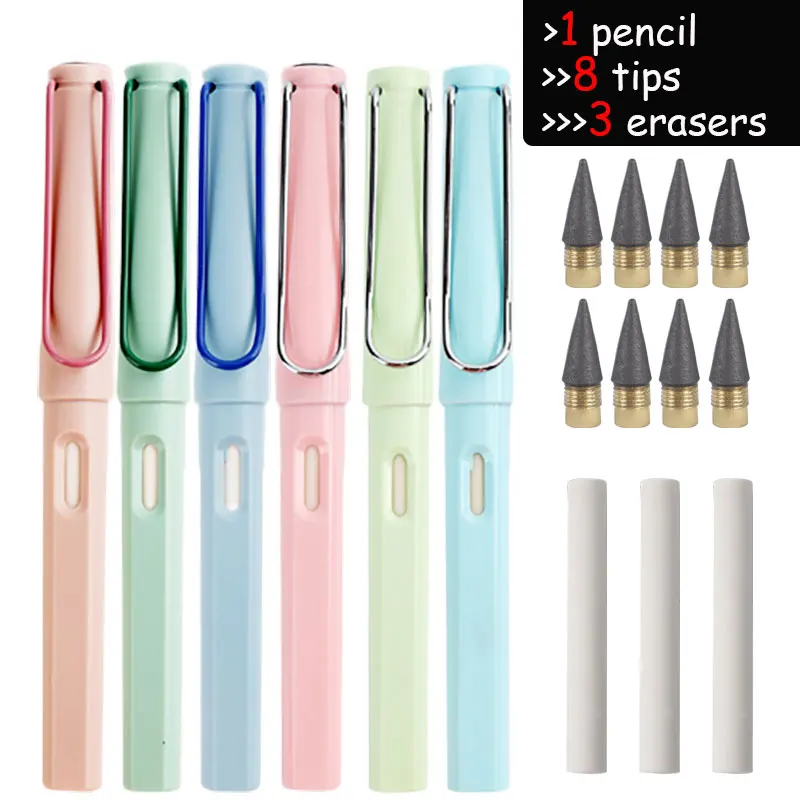 

12PCS Eternal Pencil Set Cute Pencils With Eraser Art Sketch Painting Design Tools School Supplies School Stationery Gifts