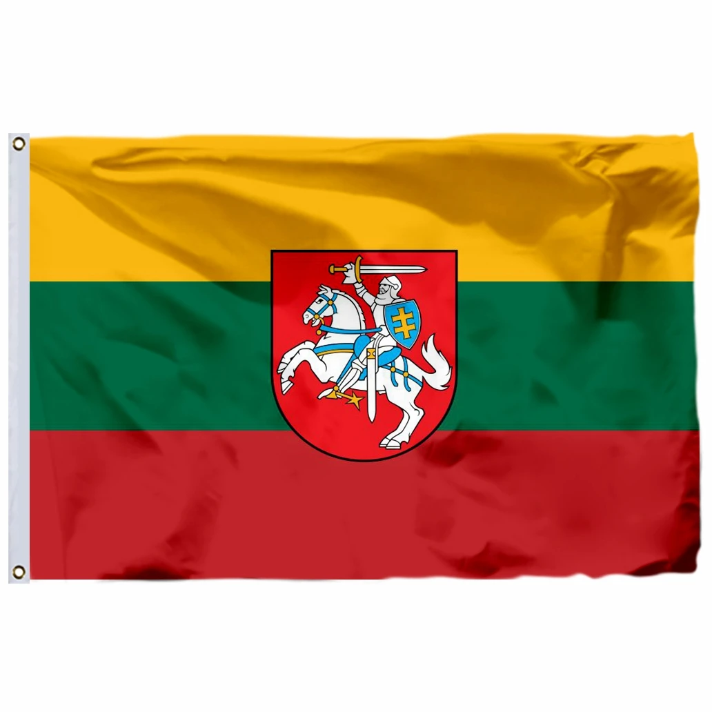 

Lithuania With Coat of Arms Flag 90x150cm 100D Polyester Lithuanian Country Flags and Banners For Home Decoration