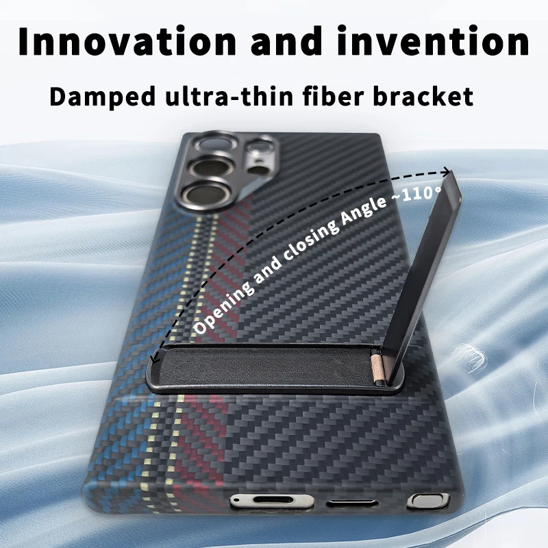 WONDRARISE Luxury Aramid Fiber Case for Samsung Galaxy S24 Ultra, Ultra-Thin,Fully Protective Cover with Built-in Stand Function