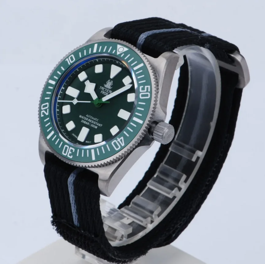 

Тактические мужские автоматические часы с лягушкой, 41 мм, механические наручные часы, титановый дайвер, 20 АТМ, водонепроницаемый светящийся керамический безель NH35