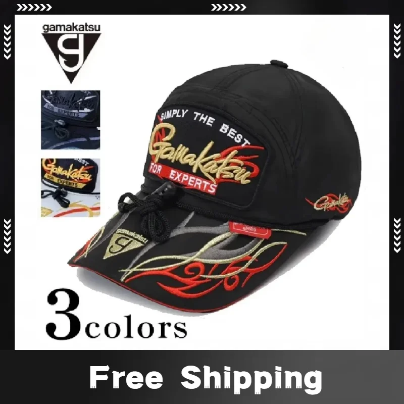 

Gamakatsu Рыболовная бейсболка Мужская регулируемая хлопковая шляпа Водонепроницаемая солнцезащитная кепка с зажимом Модные шляпы дальнобойщика