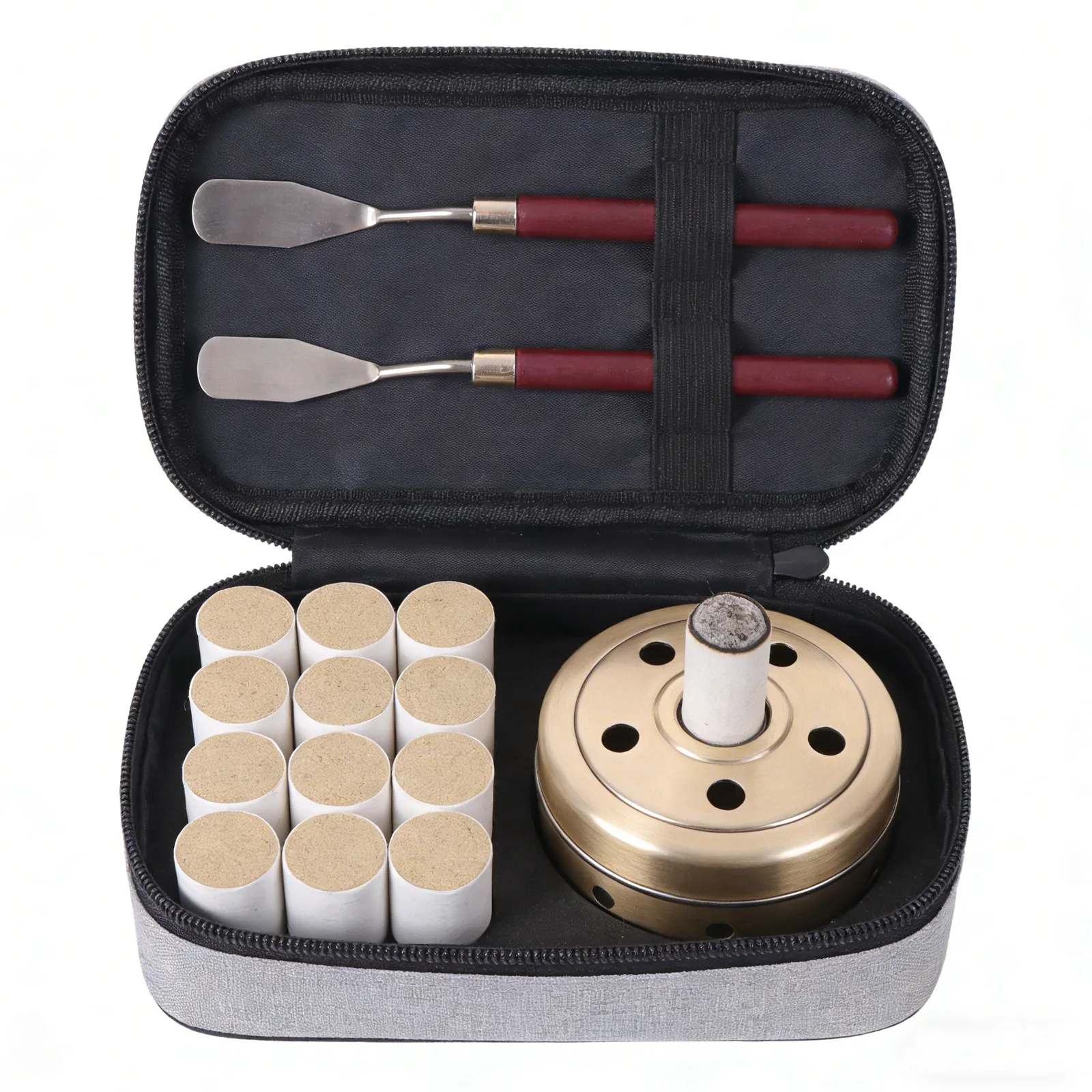 2Pcs Moxibustion Ash Scoop Tool Wooden Handle Wide Metal Scraper Ash Removal Tool for Home Acupoint Heat Therapy Moxa Cleaning