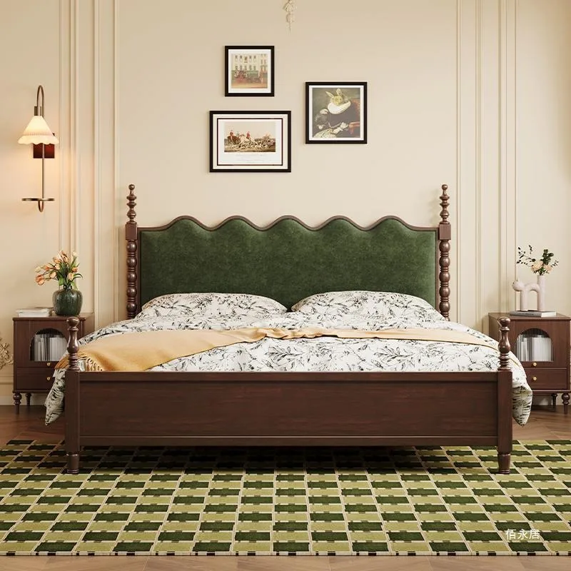 

Ripple Solid Wood Bed for Mid Century Modern Bedroom Designers Style 180cm Wave Double Bed for Small Spaces Marriage Use