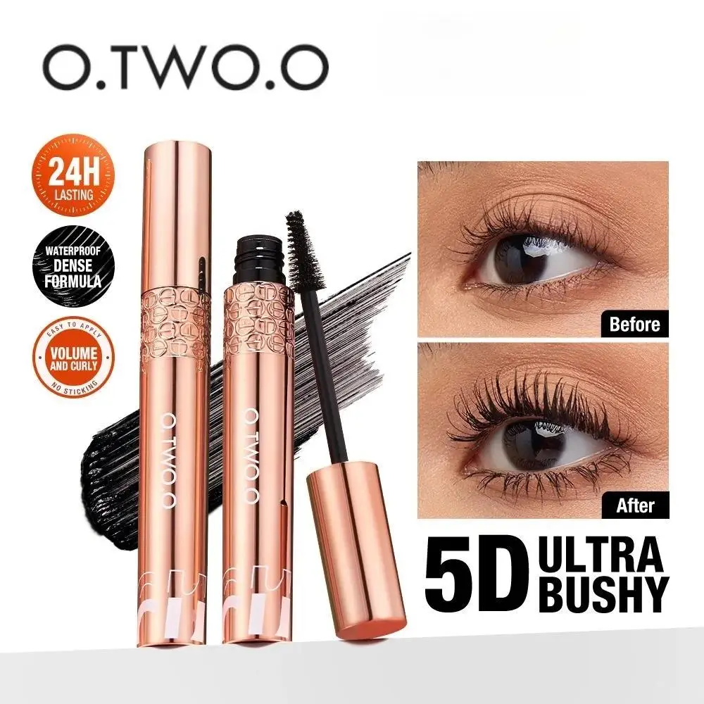 Long Lasting Volumizing Mascara Waterproof Black Silk Fiber 5D Eyelashes Enhancer Smudge Proof Lengthening Eye Makeup