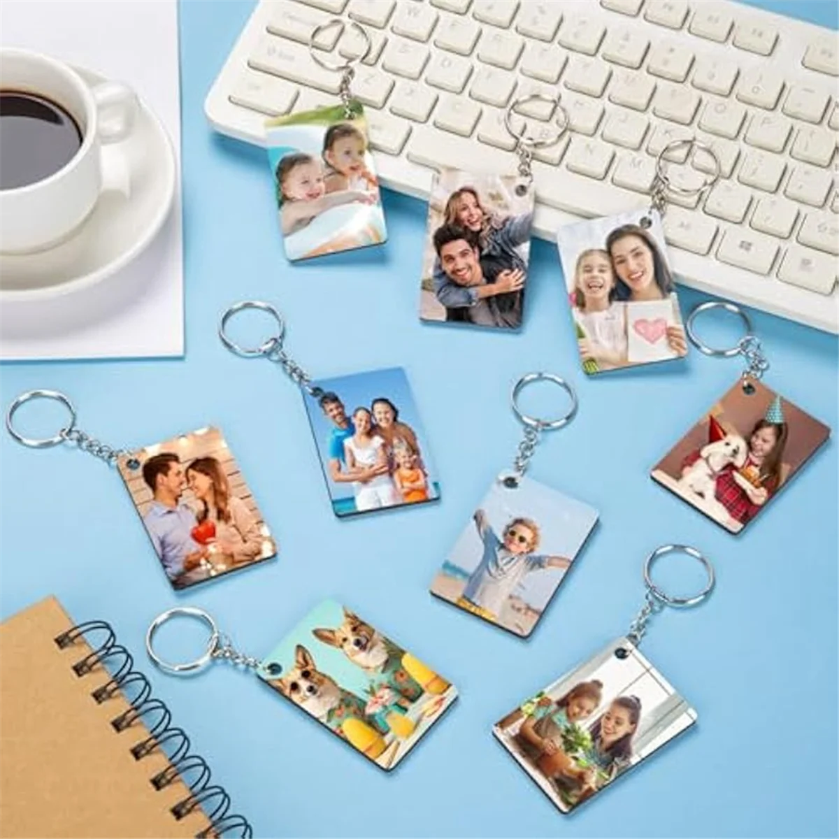 270Pcs Double-Sided Rectangle Sublimation Keychain Blanks,Density Board Rectangle Sublimation Key Chains Accessories