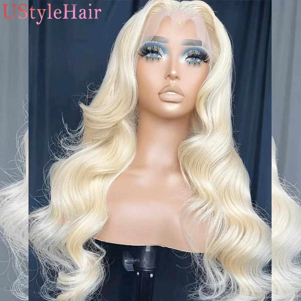 UStyleHair Platinum Blonde Wig for Women Girls Long Body Wave Lace Front Wig Daily Use Cosplay Hair Platinum Lace Wig Cosplay