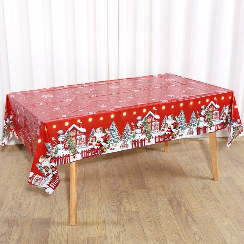 عيد الميلاد مفرش المائدة سانتا كلوز غطاء المائدة زينة عيد الميلاد للمنزل 2025 نافيداد نويل هدايا السنة الجديدة غطاء طاولة طعام