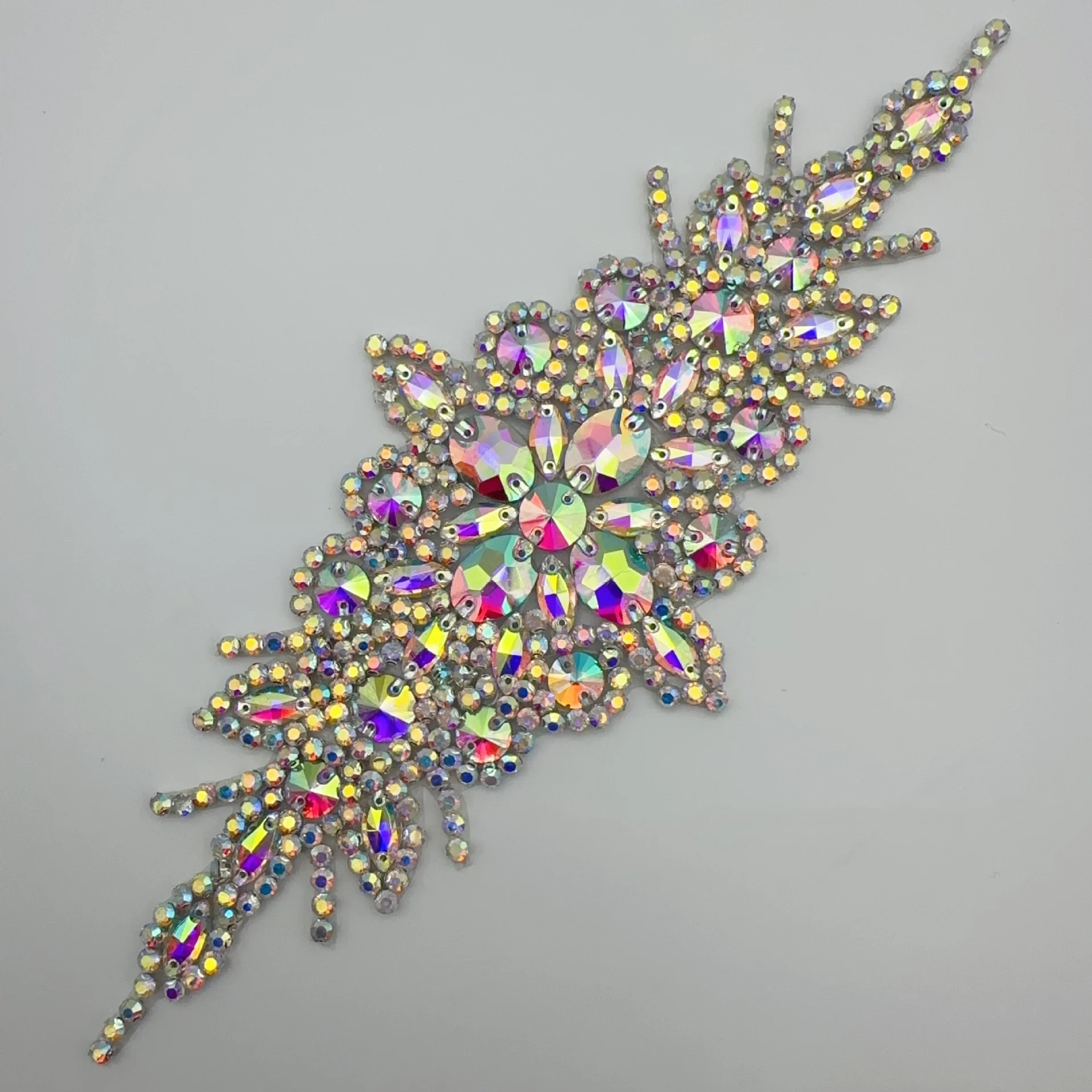 DIY Multi-Color Glass Rhinestone Appliqued Apparel Decoration Party Dress Fabric Luxury Handmade Hot Diamond Material