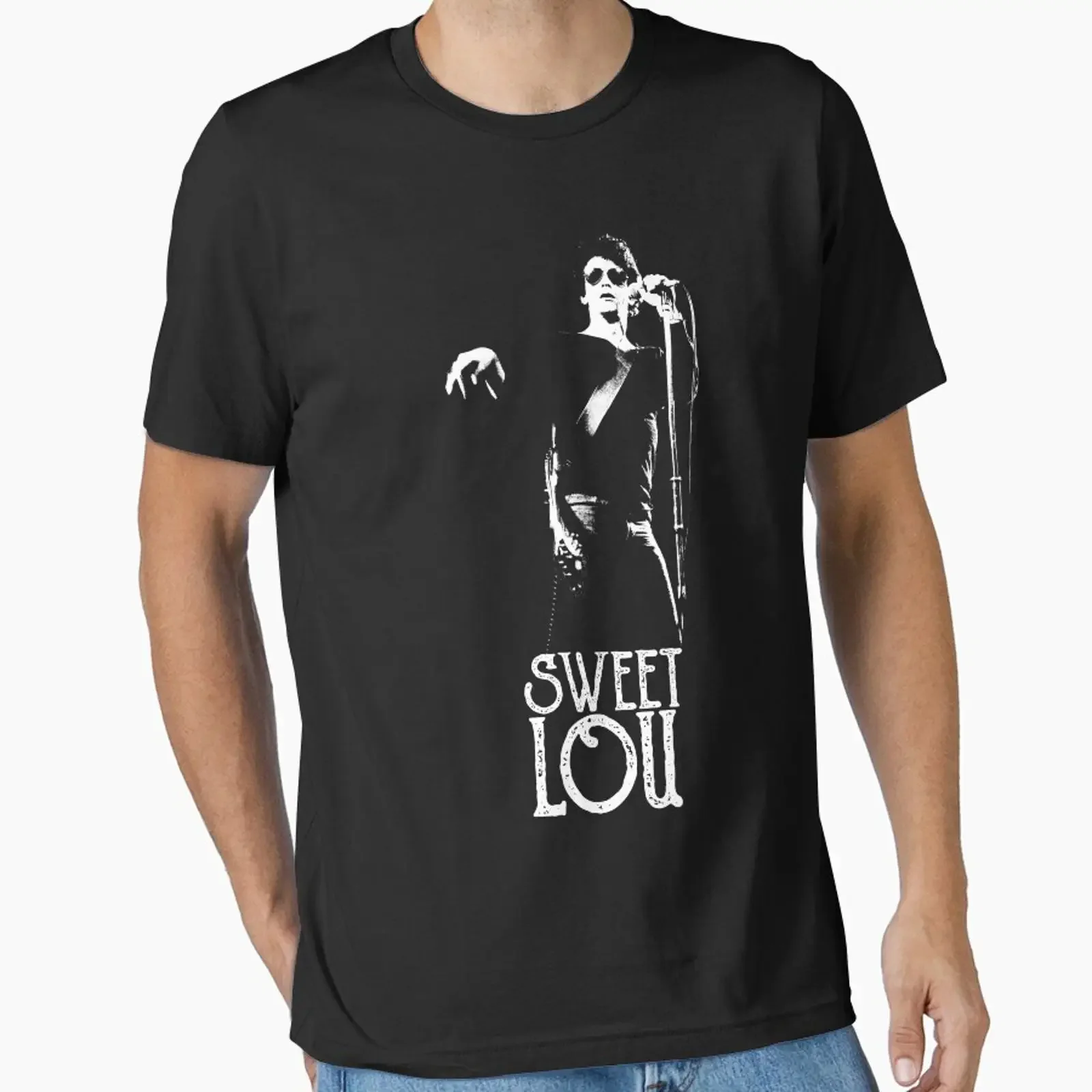 Sweet Lou The White Stencil designed and sold by fontastic vintage Washed Unisex Casual Comfortable Soft homme graphic Slightly