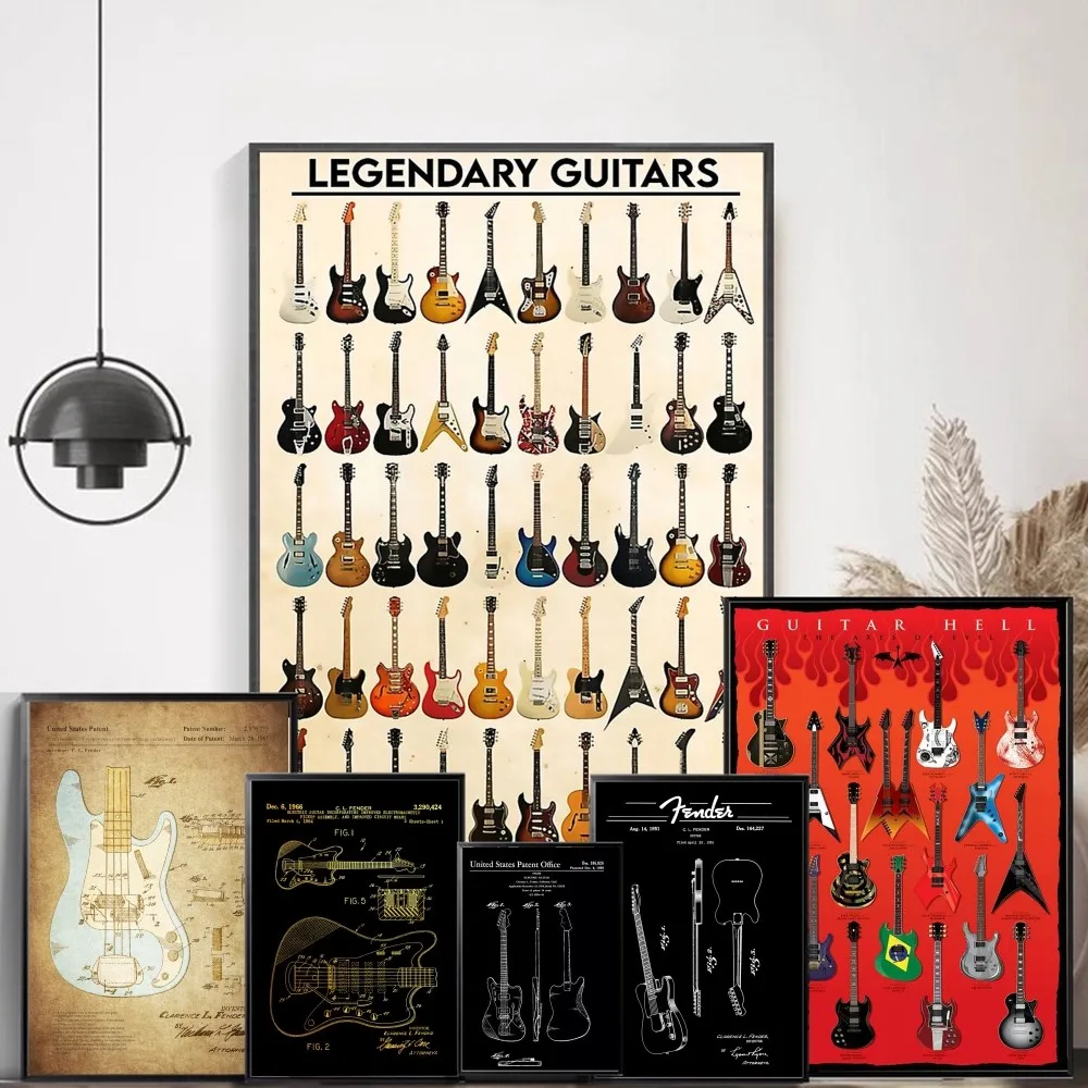 Gitarren sammlung klassische Vintage Poster Vintage Zimmer Home Bar Cafe Dekor nordische Wohnkultur