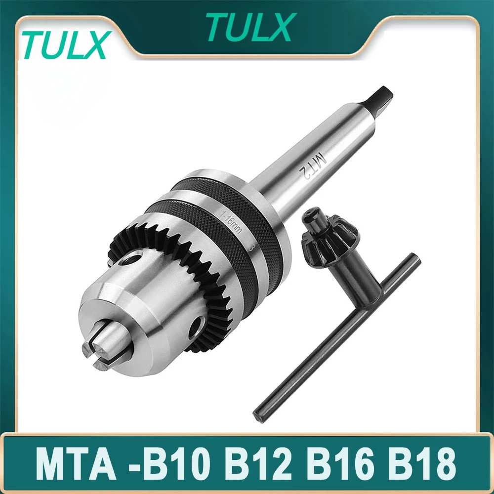 TULX 1Set MT1 MT2 MT3 MT4 B10 B12 B16 B18 0.6-6/1-10/1-13/3-16Morse Tapper Shank Drill Chuck Arbor Lathe CNC Drill Machine Tool