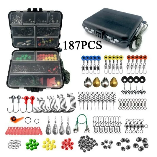 

187-Piece accessory set Luya bait crank hook space bean spoon bait sub-ring