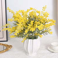 38cm Fake Acacia Artificial Flowers Yellow Mimosa Spray Cherry Fruit Branch Wedding Table Home Decoration Fake Flower