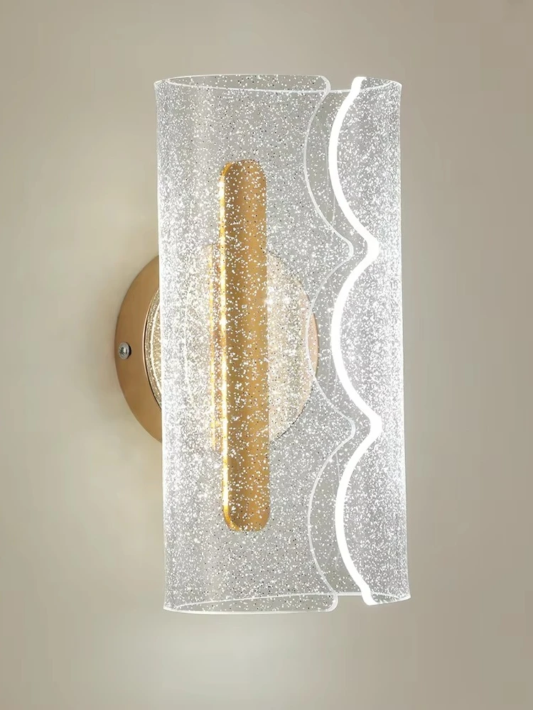 Modern Cylinder Acrylic Wall Light 7w Light Emitting Diode Gold Leaf Crack Decorative Light