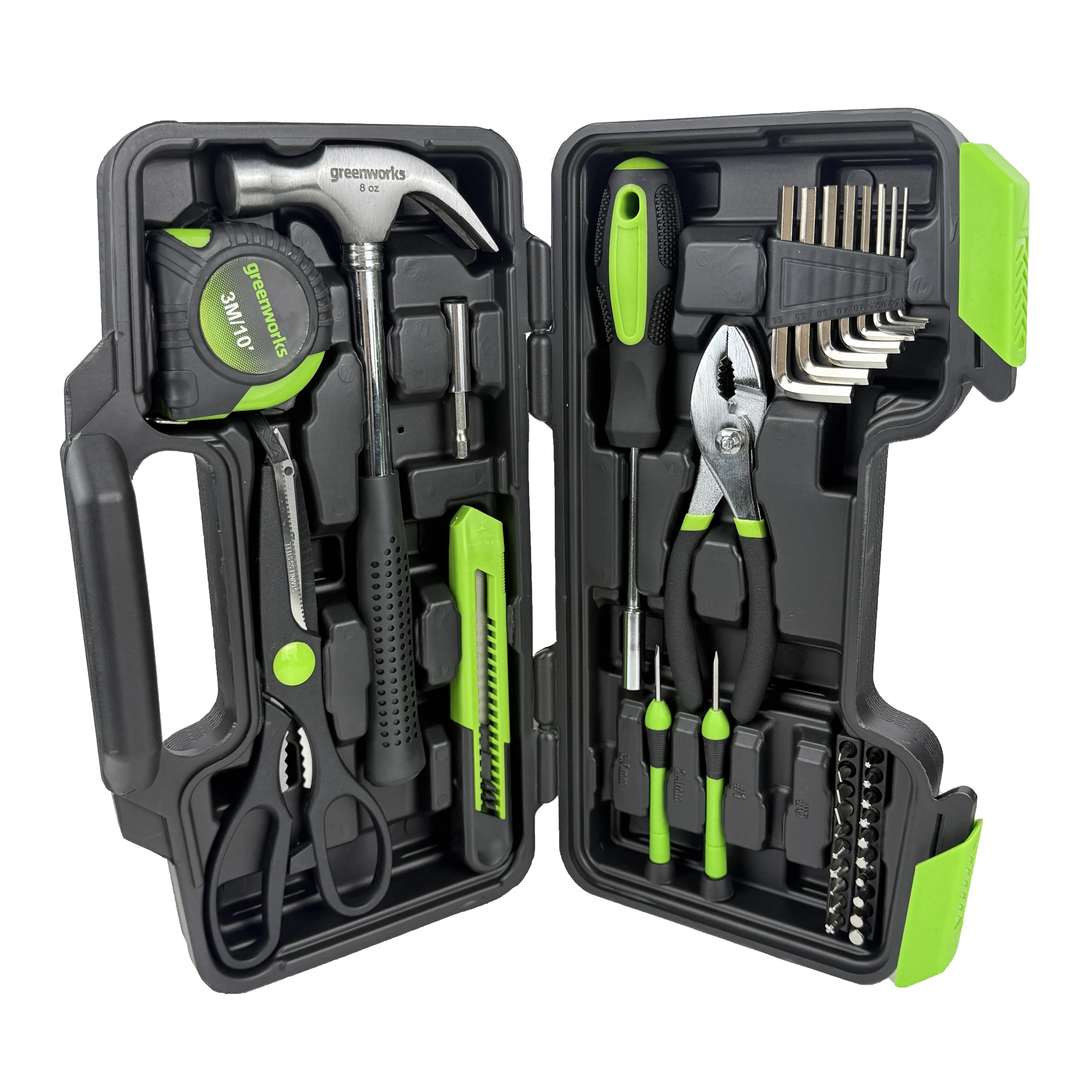 Greenworks 40-Piece Household Tool Kit Essential Hand Tools For Everyday Repairs Portable Compact Storage Case