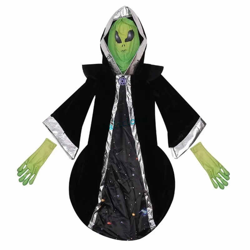 Verde ET Alien Lord Costume Cosplay per bambini Evil Witch Horror Maschera spaventosa Vestito Costume di Halloween per bambini