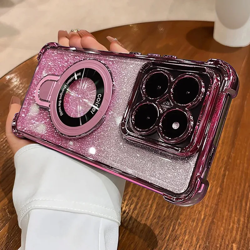 Glitzernde Stoßfeste Magnetische Handyhülle für Xiaomi Redmi 15 15C Note 15 13 Note 14 Pro Plus 13X 13C 14C 4G 5G mit Standfunktion