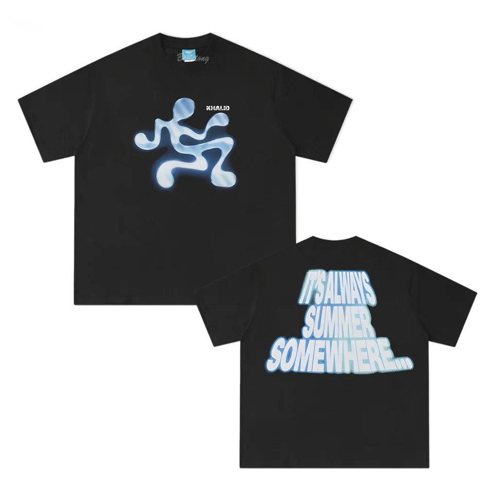 

Футболка AFTER THE SUN GOES Khalid 2025, новая альбомная футболка, летние топы высокого качества с графическим принтом, модные футболки из 100% хлопка