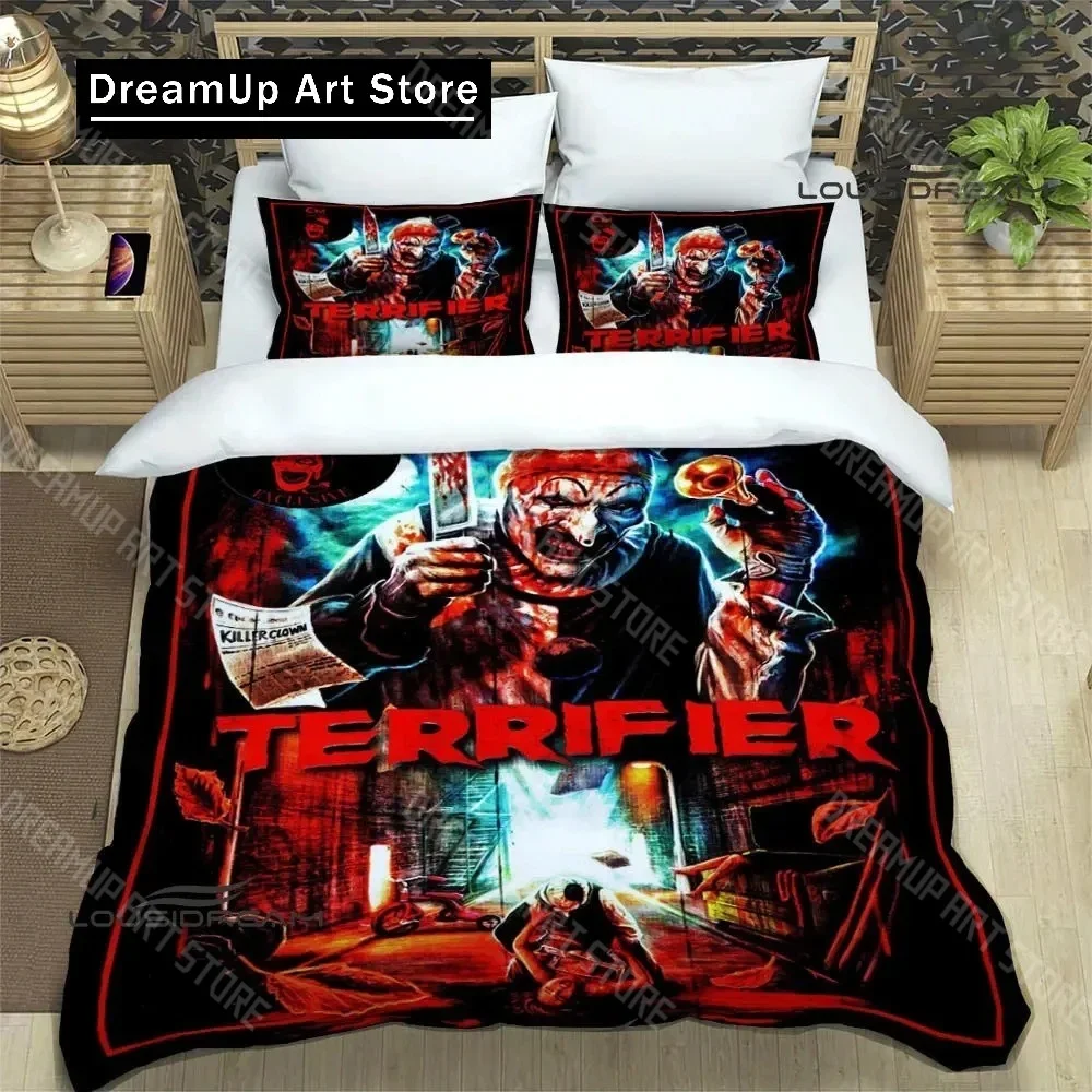 

3D Print Fashion Horror Terrifier Bedding Set Boys Girls Twin Queen King Size Duvet Cover Pillowcase Bed boys Adult Bedroom
