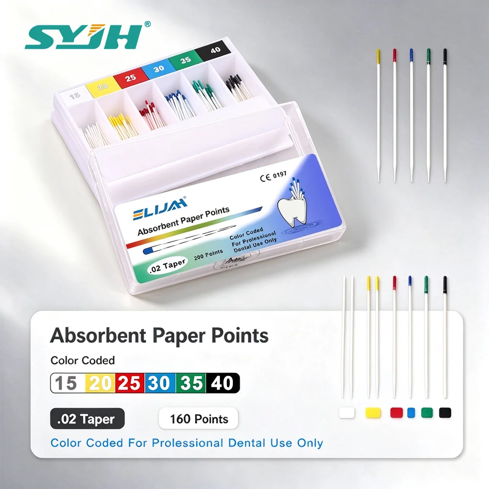 10Box Dental Absorbent Paper Points 02/04/06 Taper #15-40 Mixed Size Pure Cotton Fiber Root Canal Endo Dentist Clinic Materials
