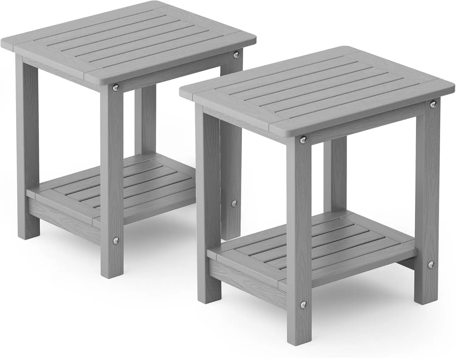 Juego de mesa pequeña para exteriores, mesa de centro para Patio, sala de estar, dormitorio, gris, doble capa, 2 unidades