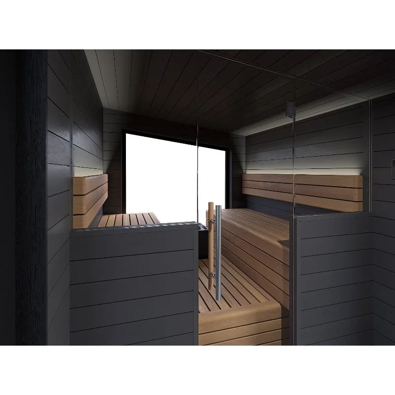 Customizable 2-8 Person Solid Wood Sauna Room, Modern Outdoor High-end Sauna Room