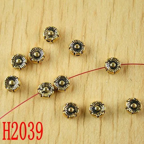 

50pcs Dark Gold-tone Flower Spacer Beads H2039 Beads for Jewelry Making