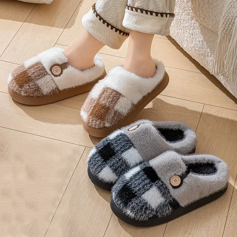 Women Men Cloud Slippers Winter Warm Plush Fuzzy House Shoes Anti Slip Thick Sole Indoor Cozy Platform Fluffy Lightweight Slides