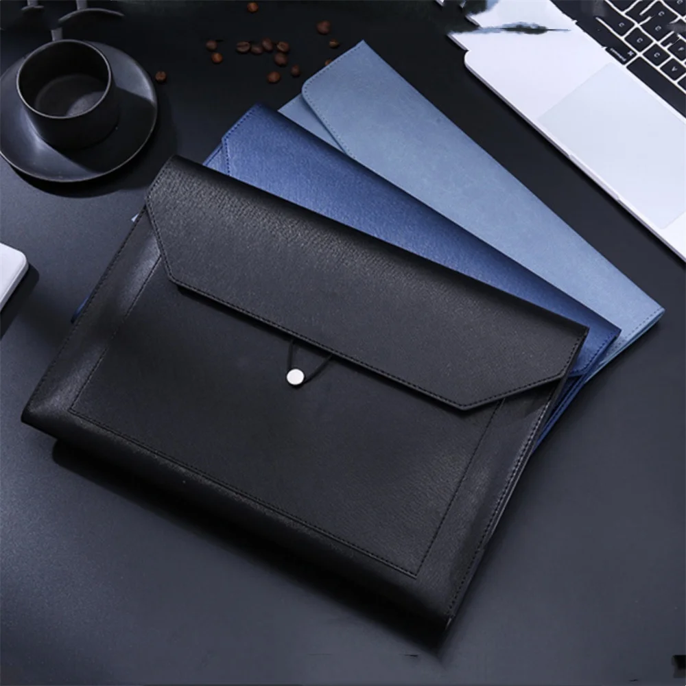 A4 Leather File Bag Large-capacity Storage Business Office Data Document Bag Folder Bag Organizer School Office Supplies