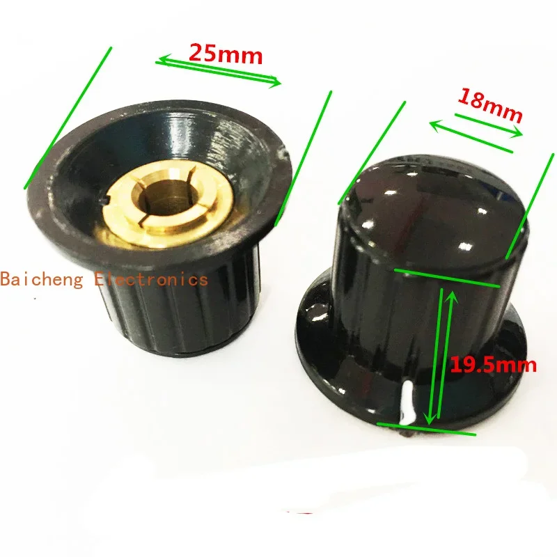 10PCS KYP25-18-6J rotary cap potentiometer plastic band switch universal round handle D-shaped shaft with screw hole 6m