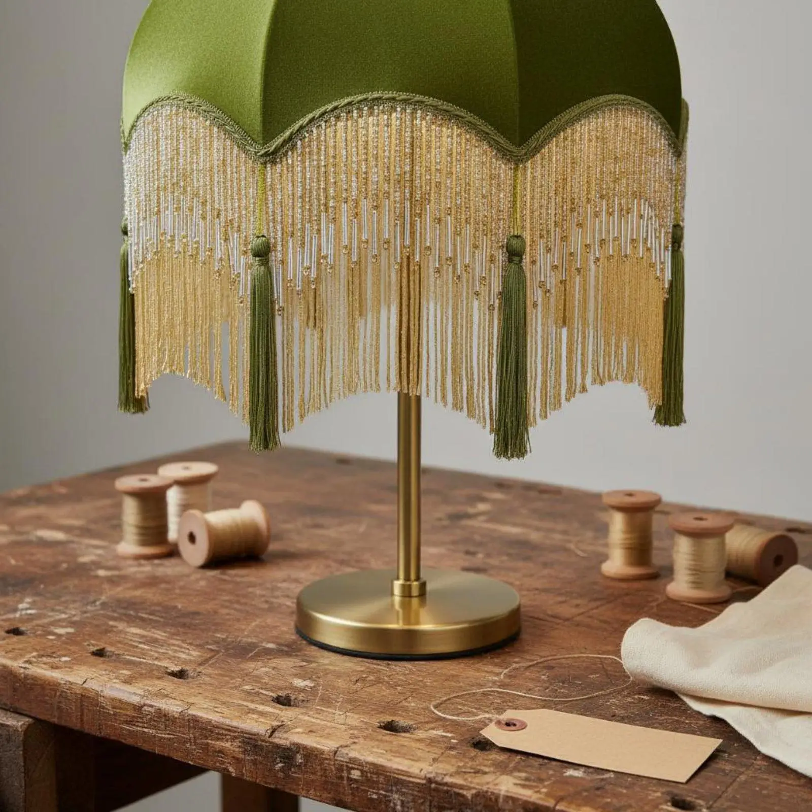 Vintage Inspired Velvet Fabric Lampshade with Gold Fringe Floor Lamp Cover for Classic Home Lighting Design
