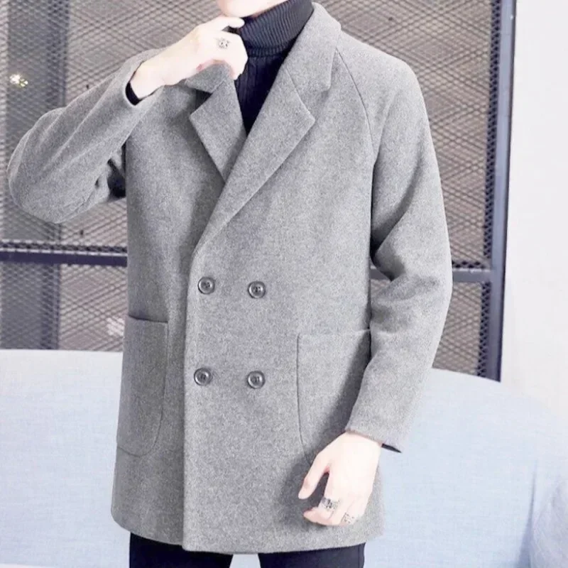 Inverno adicionar algodão jaqueta de lã marca masculina casual negócios longo trench coat streetwear casaco quente escritório social roupas masculinas