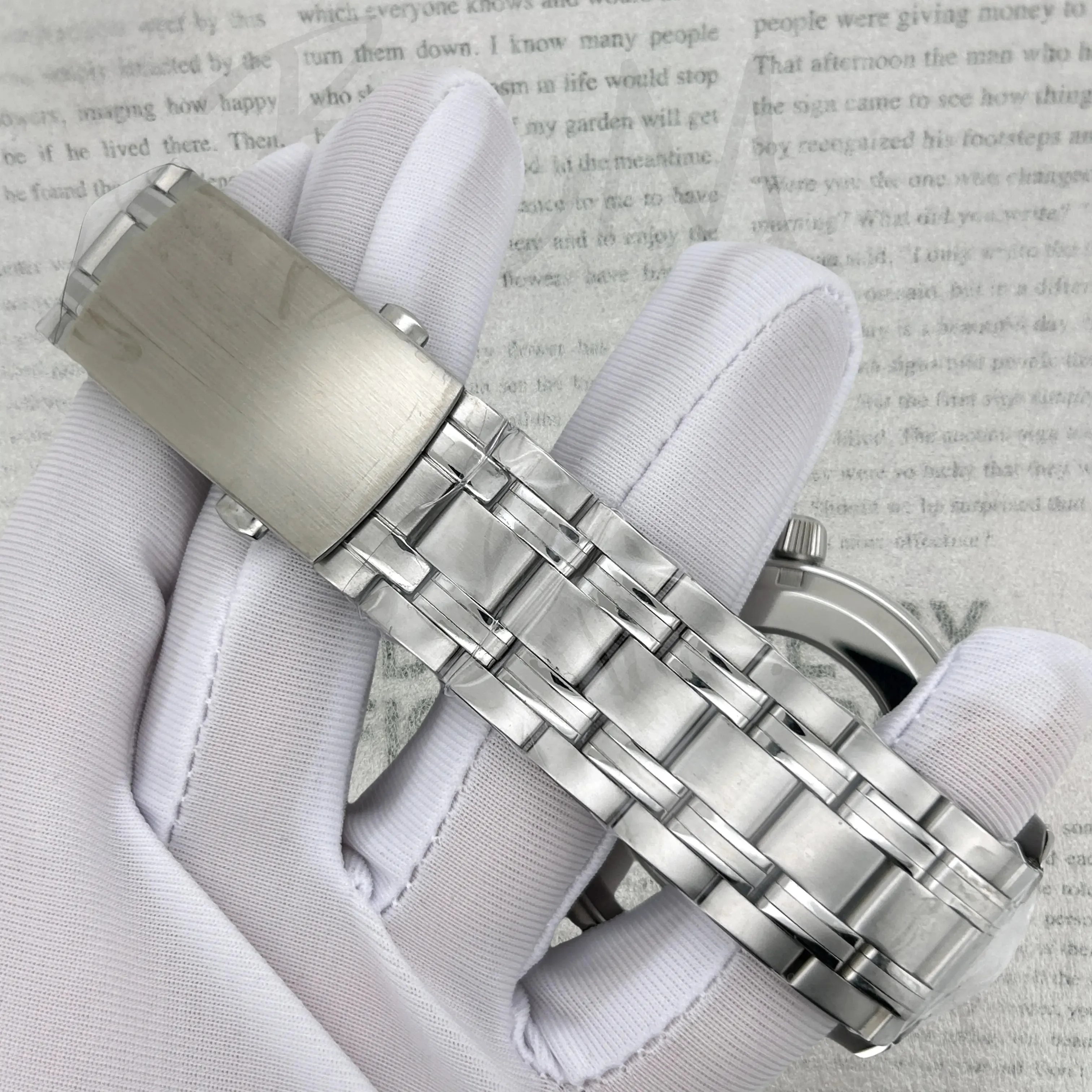 42 مللي متر الفضة حاوية من الفولاذ المقاوم للصدأ الزجاج المعدني صالح ل Omg الحصين 300 NH34 NH35 NH36 الرياضة مقاوم للماء الرجال حالة سوار فولاذي