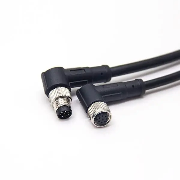 M8 Cable Connector 8 Pin Right Angle Male to Female A Code Cordset Screw Plug For Cable 26AWG 1M