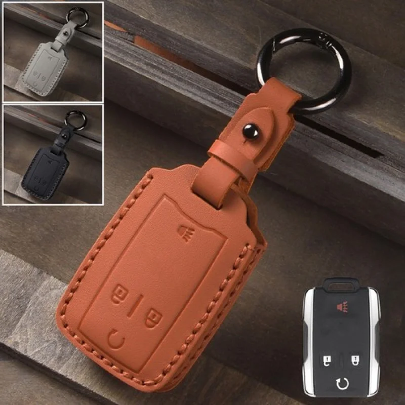 

A+ Genuine Leather Car Key Fob Case Cover For GMC For Chevy Suburban Colorado Yukon