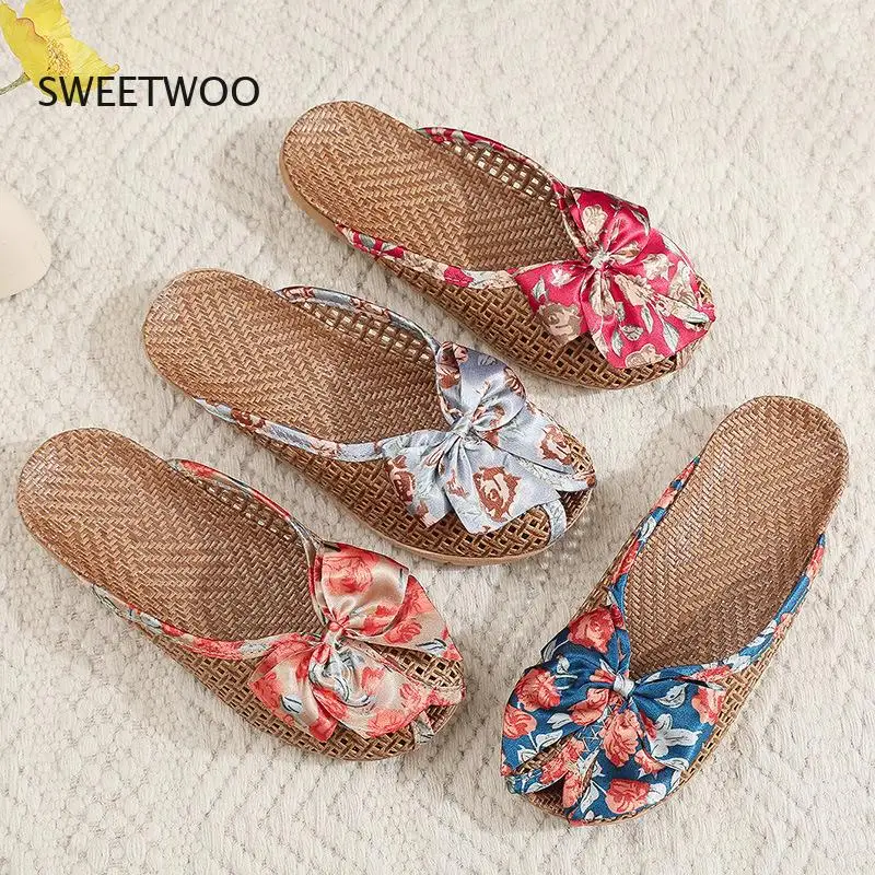 

Новые домашние тапочки из ротанговой травы, мужские летние домашние дышащие домашние тапочки из ротанговой травы, деревянные напольные тапочки, женские