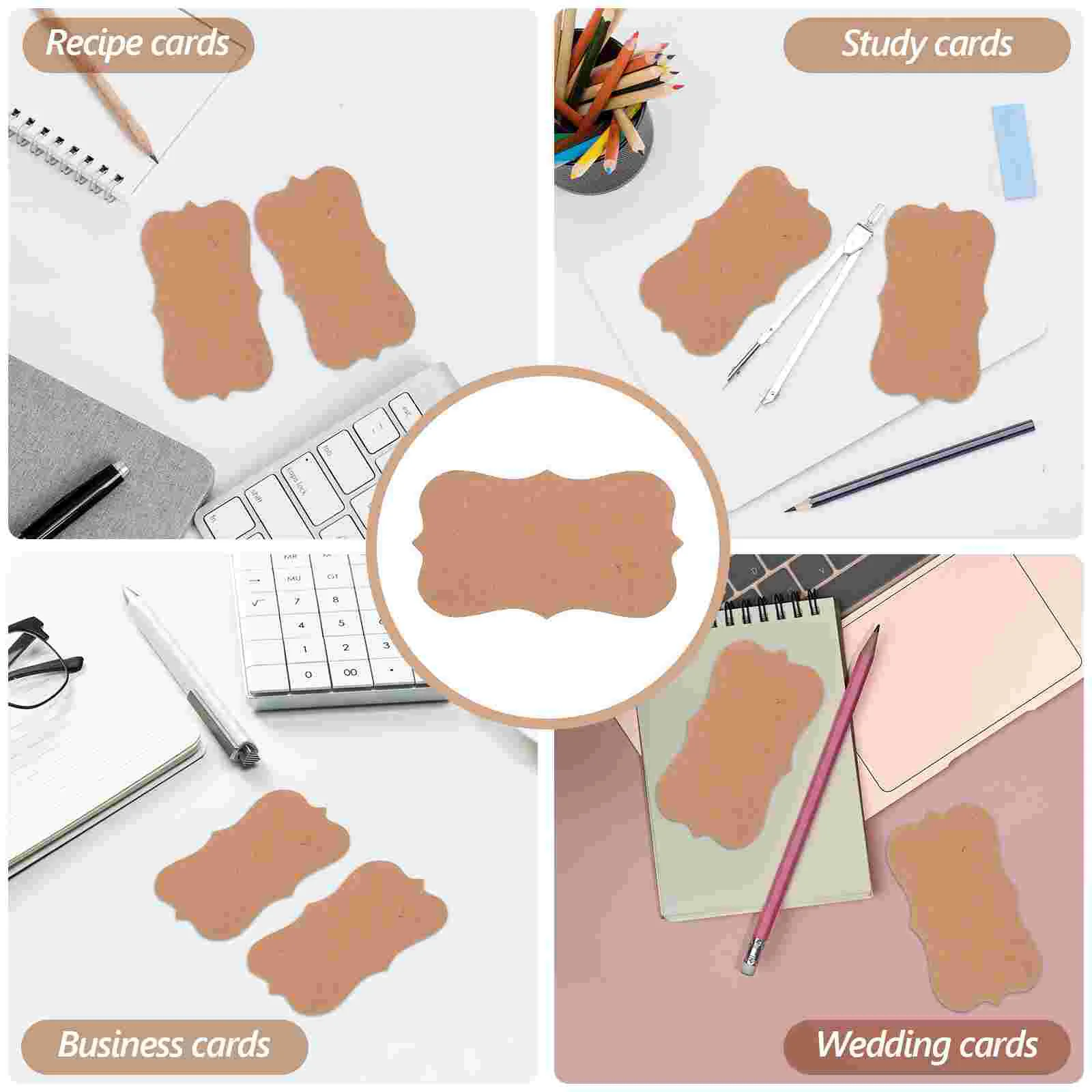 100 Pcs Kraft Card Small Note Cards Mini Paper Labels Color Index Business Blank for Studying