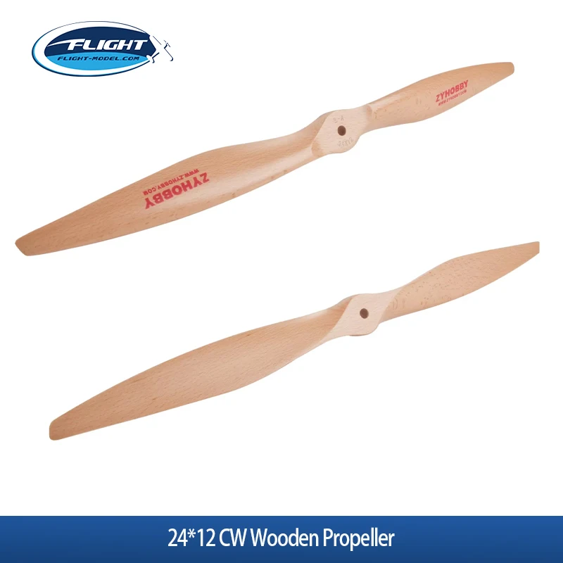 ZYHOBBY 24x12 Wooden Propeller CW 10mm Center Hole Electric Wood Prop PFLT2412E-CW For RC Fixed Wing Airplane