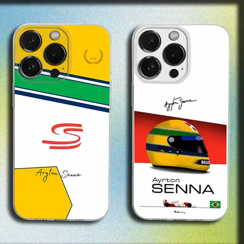 Custodia per telefono A-Ayrton Senna per iPhone 16,15,14,13,12,11 Plus,Pro,Max,XR,XS,Plus,SE,Mini Cover morbida trasparente