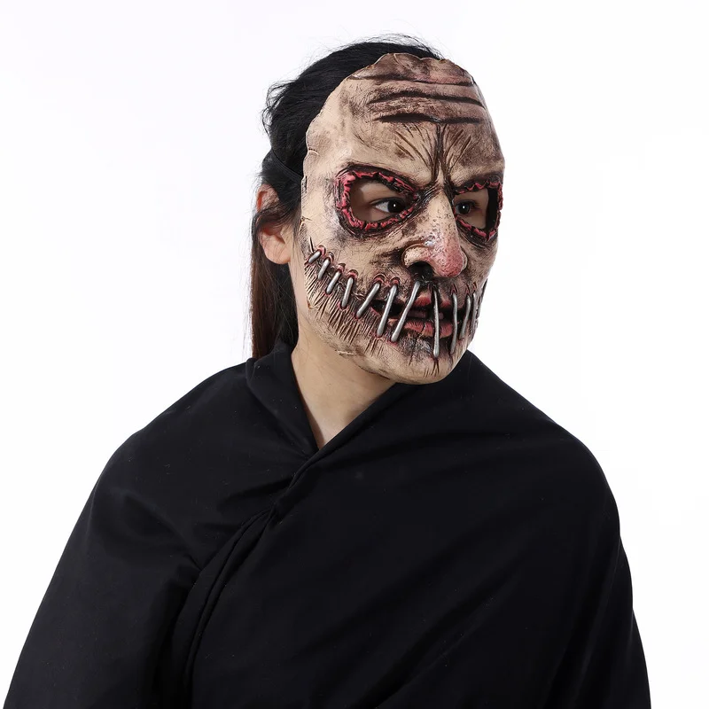 Halloween Horror smorfia maschera mezza faccia Zombie Cosplay maschera spaventosa per gli uomini teschio maschera in lattice Party Masque Tricky Costume puntelli