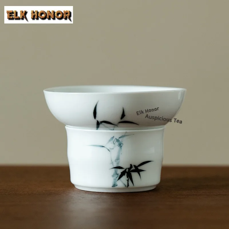 

Простые бамбуковые прямые трубки с ручной росписью, разделитель чая, антикварное ситечко для чая, дозатор, чайник, фильтр для чая, кафе, ремесло