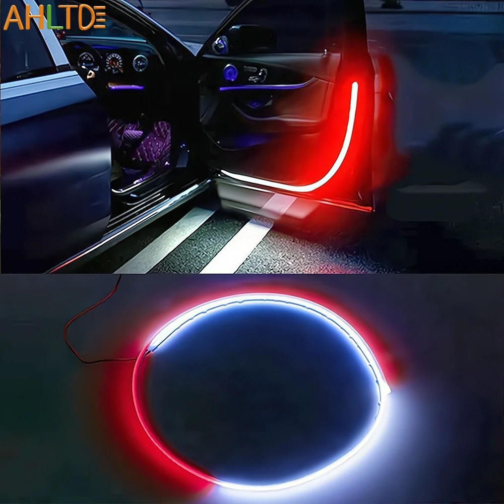 1/2/4pcs Car Warning Signal Lamp Auto Door Light Strip Flexible Welcome Parking Strobe Anti Collision Led Decoration Accessories