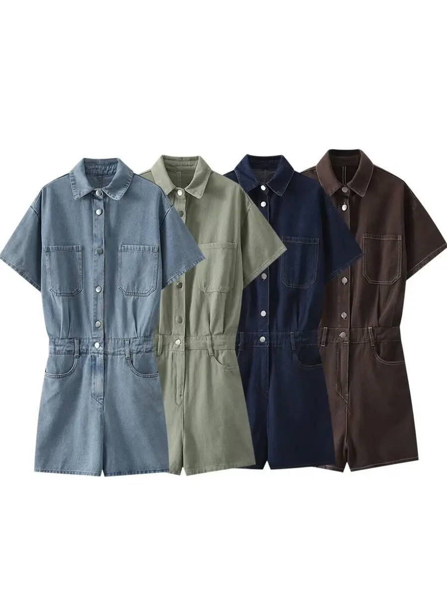 

WMXZ, новинка лета, женские комбинезоны, джинсы, жилет, украшение на пуговицах, разноцветная джинсовая рабочая одежда с талией, брюки из полиэфирного волокна